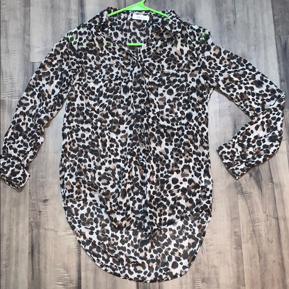 Cheetah/leopard print button down shirt